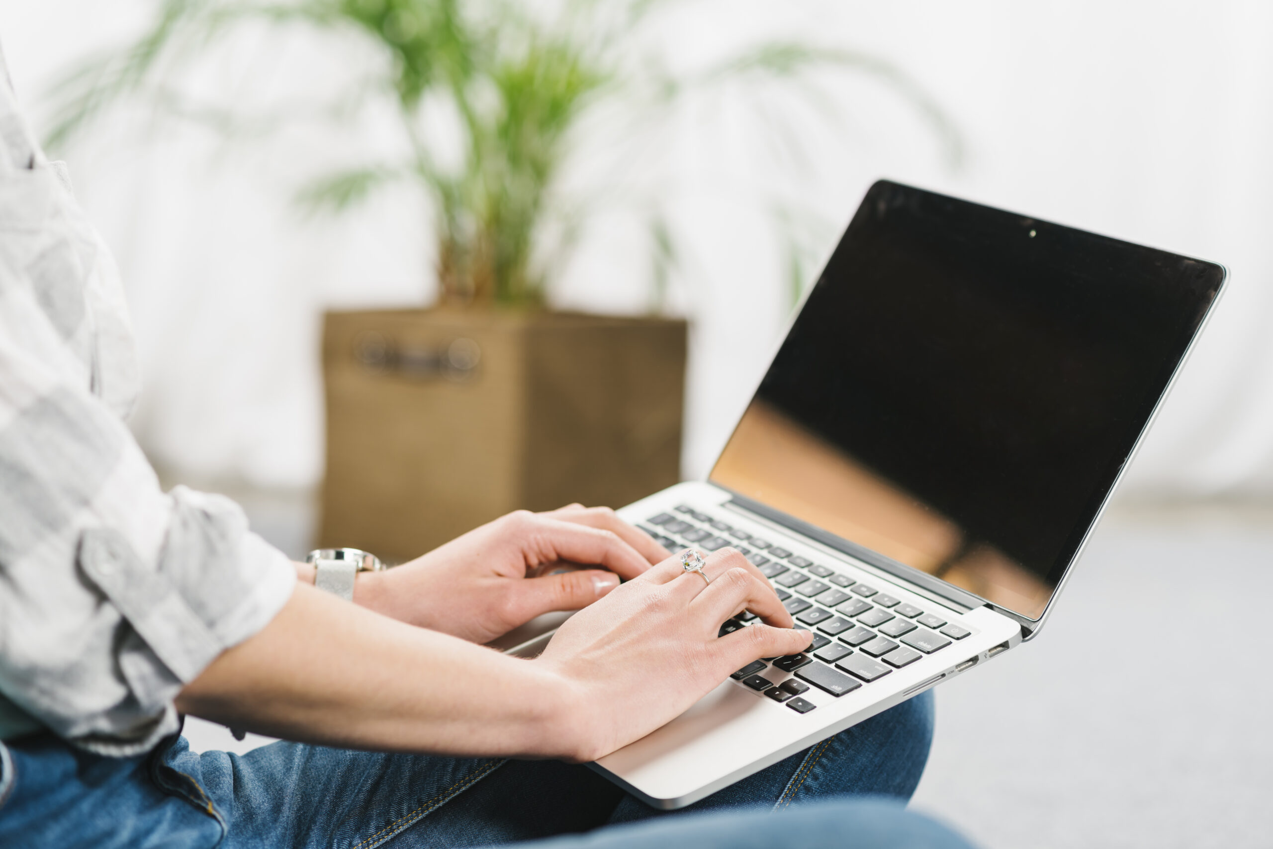 a woman with a laptop