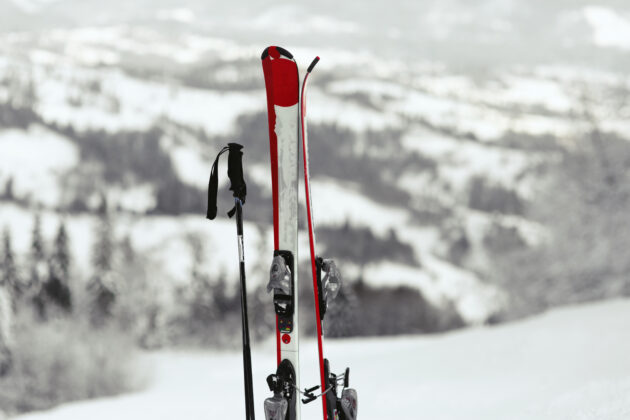 red white skis
