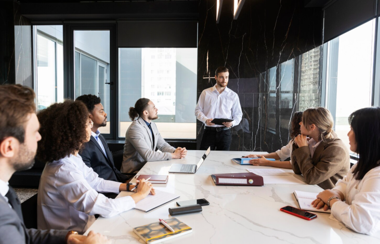 People taking part in a business meeting