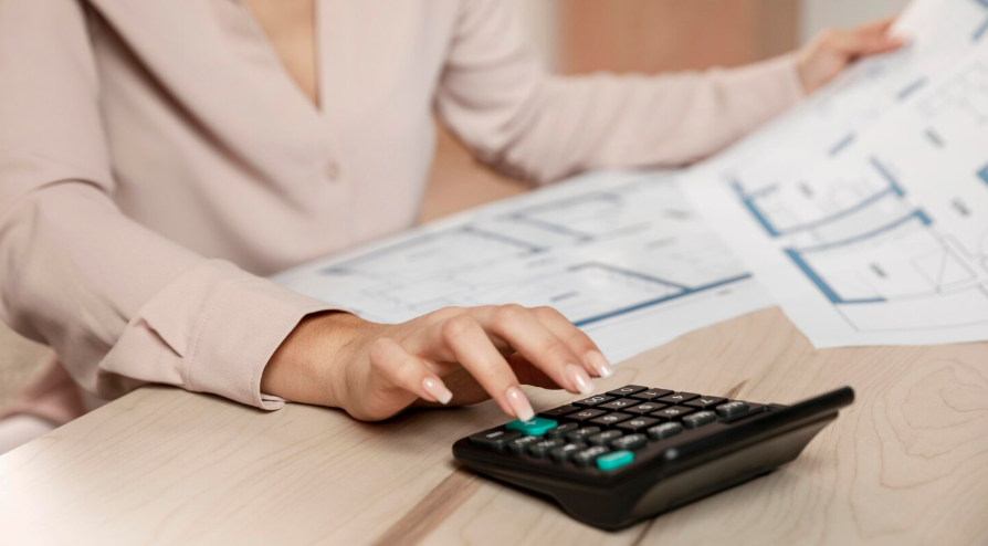 Woman calculating rental rates