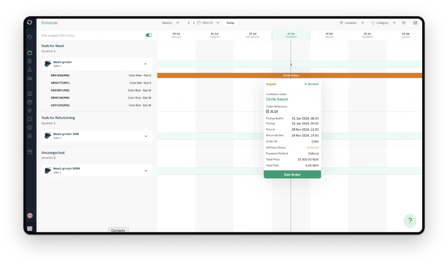 Tool rental software