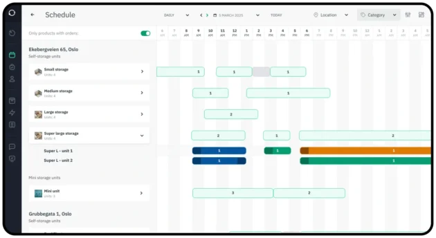 Self storage software - schedule