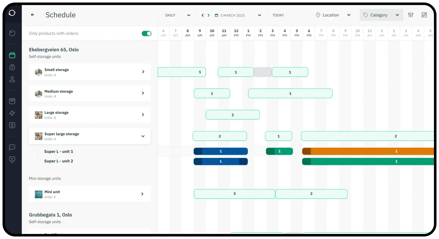Self storage software - schedule