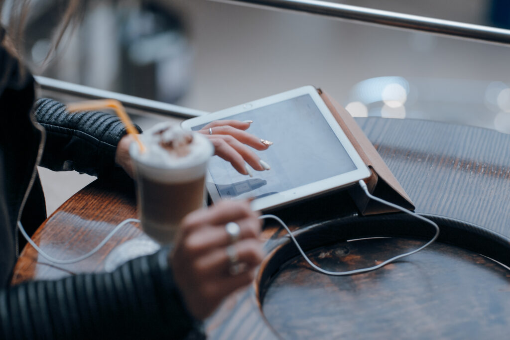 Woman touching a tablet