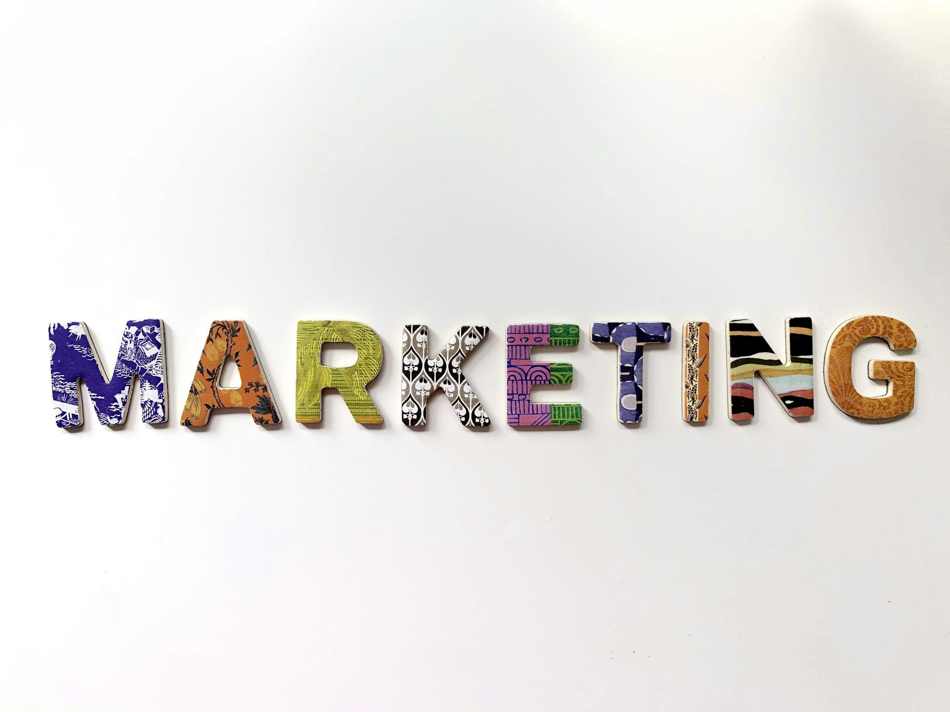 Marketing written on a white background