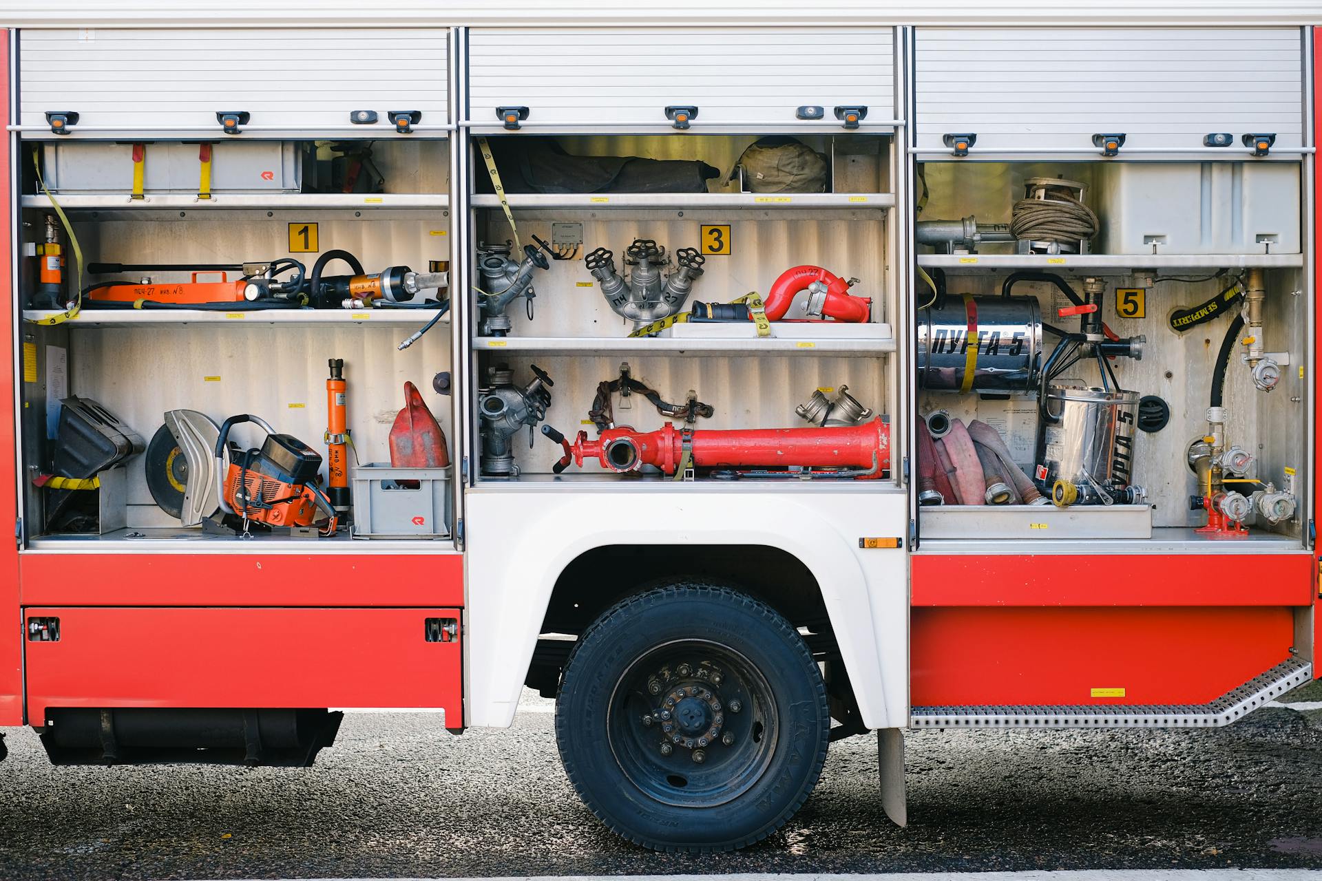 equipment rental tools in a bus