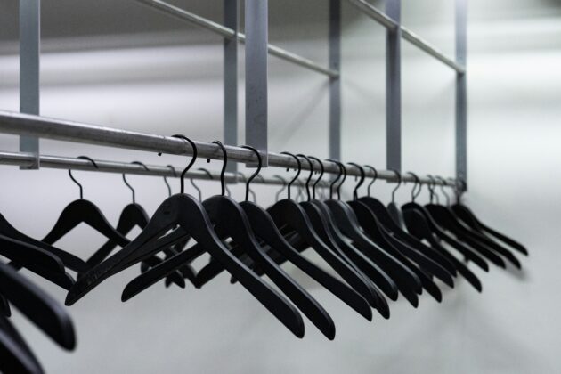 Black clothes hangers for retail rentals