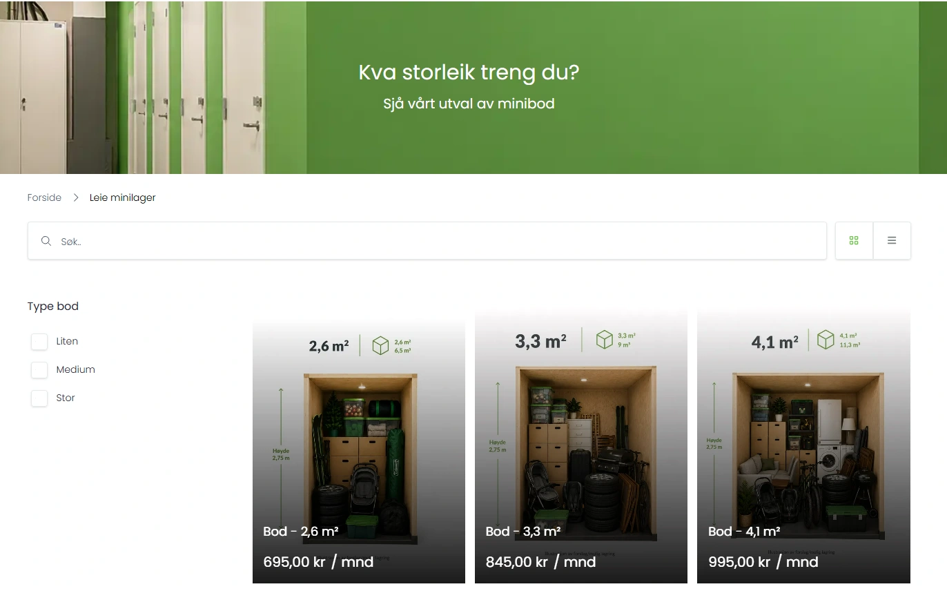 Storfjord Minilager bookingsystem
